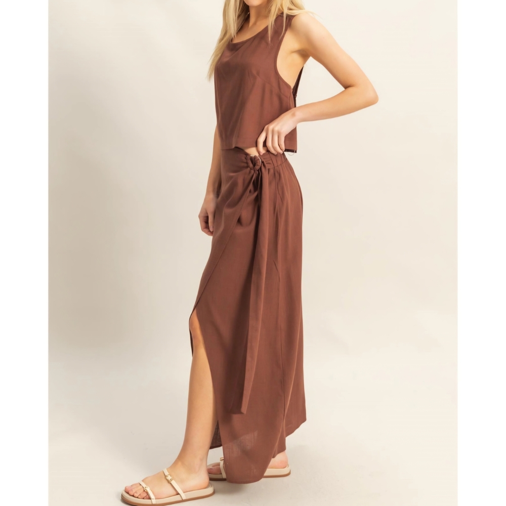 #522 🛑52 M,L Fabulous Sleeveless Top and Wrap Skirt 2pcs Set